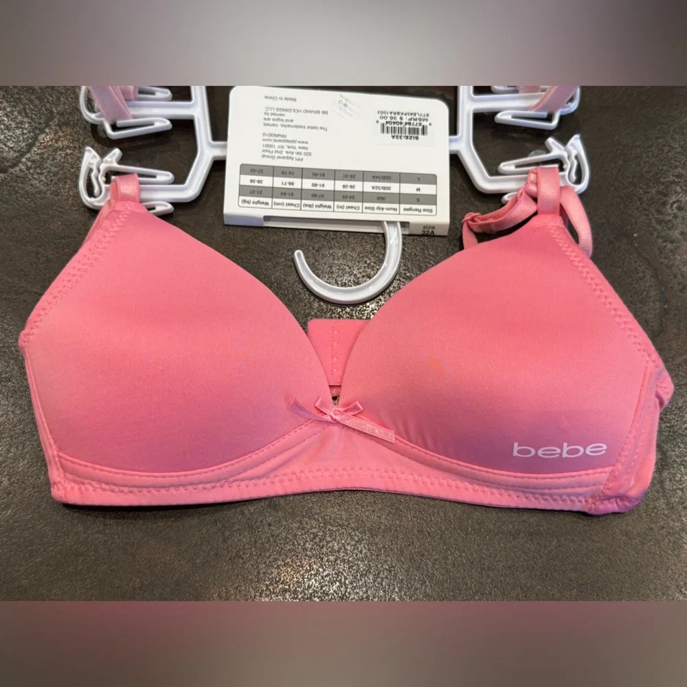 Bebe NWT Girls Sz 32A 3 Pack Pinks & Floral Slightly Padded Bras (I049) - Picture 8 of 9